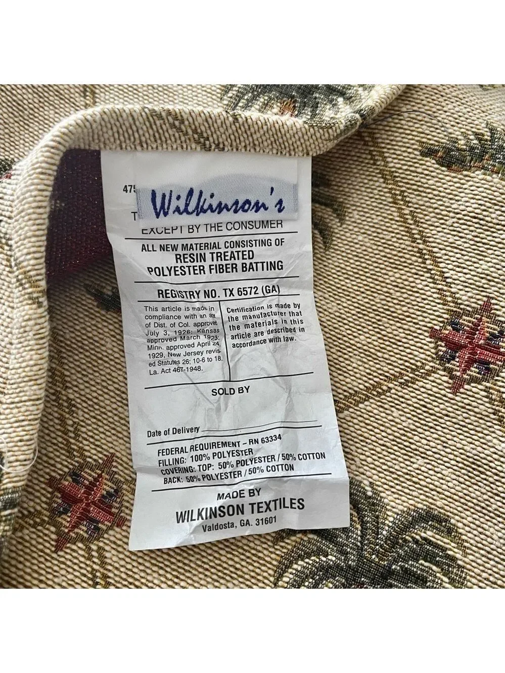 Pillow Cover, Wilkinson Textiles, Custom Made Palm Trees, 25” x 29”.